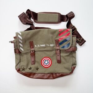 MARVEL‎ Captain America Vintage Style Military Army Messenger Bag Satchel